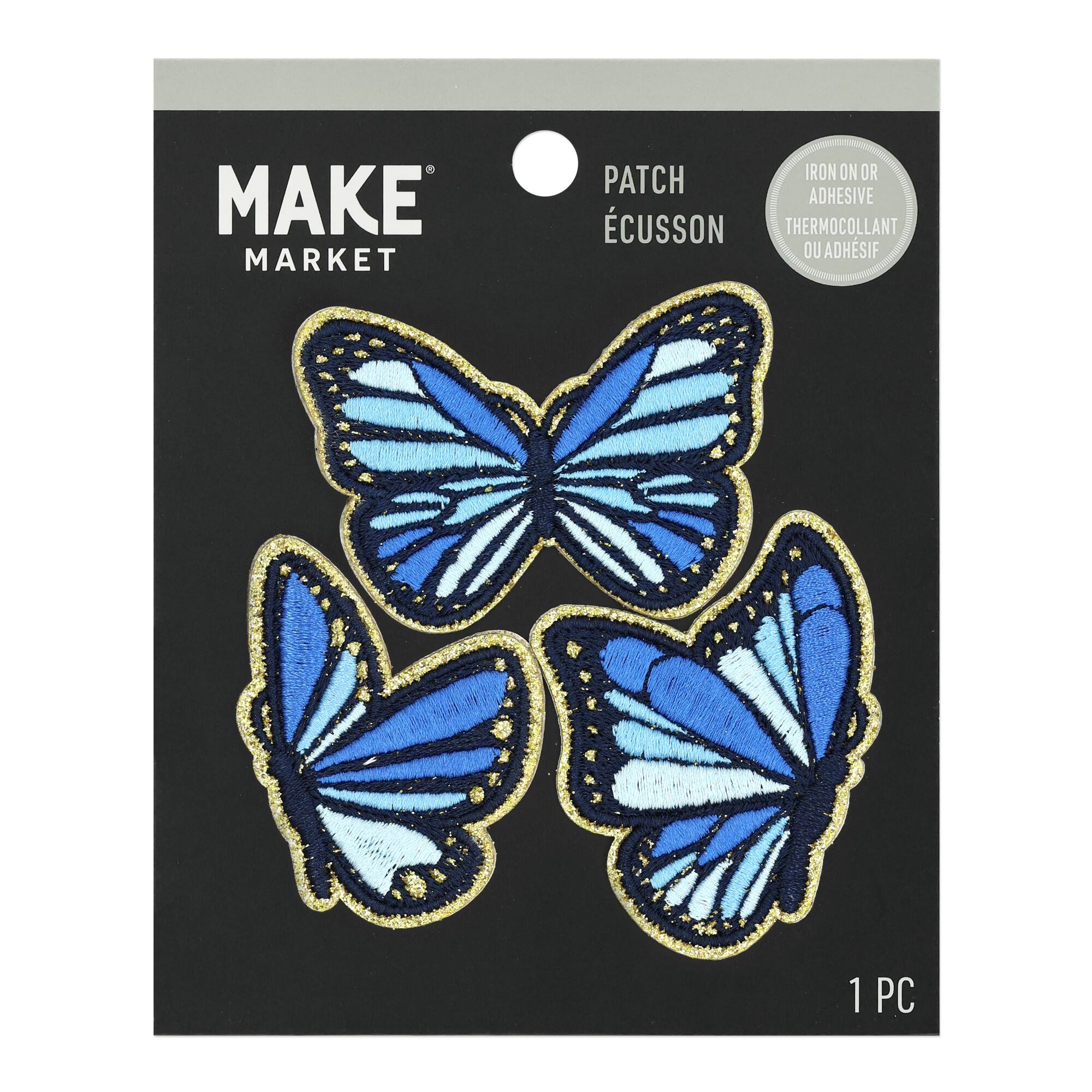 Blue Butterfly Iron On & Adhesive Patches by Make Market®